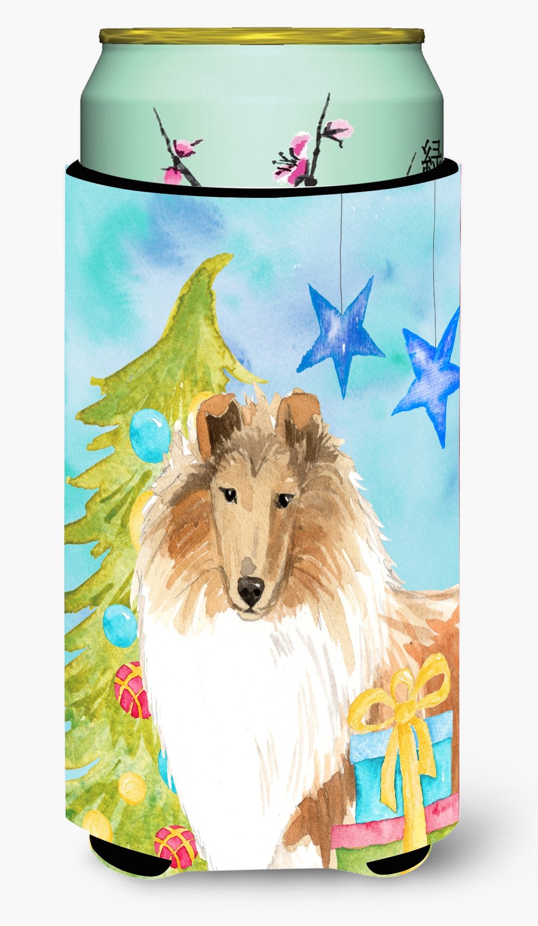 Christmas Tree Rough Collie Tall Boy Beverage Insulator Hugger CK1867TBC by Caroline&#39;s Treasures