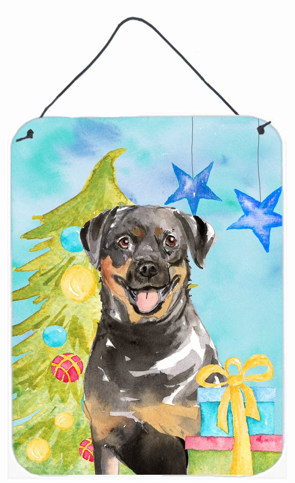 Christmas Tree Rottweiler Wall or Door Hanging Prints CK1868DS1216 by Caroline's Treasures