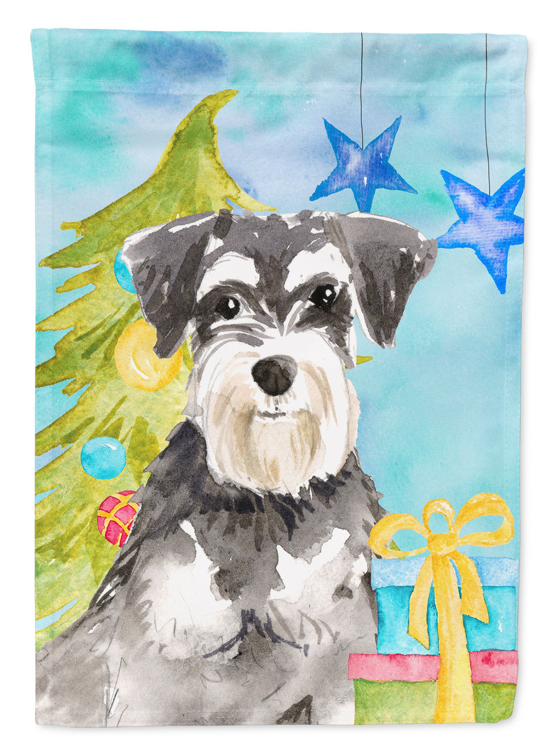 Christmas Tree Schnauzer #2 Flag Canvas House Size CK1870CHF  the-store.com.