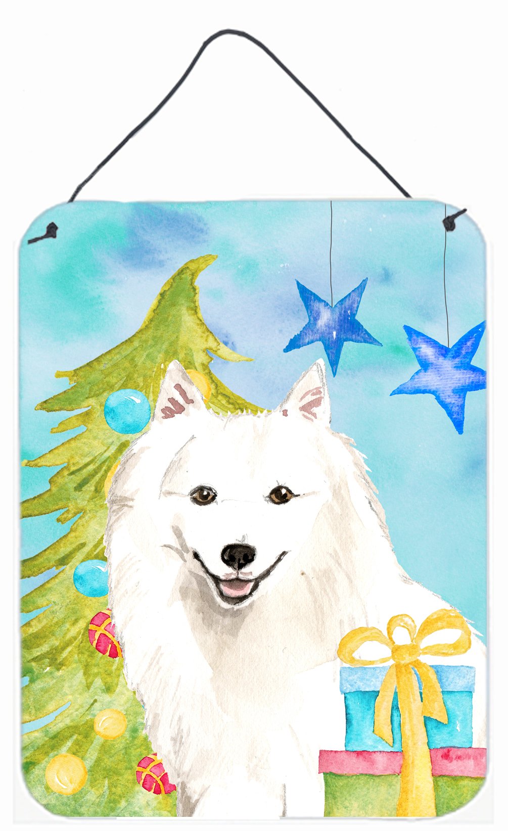 Christmas Tree Japanese Spitz Wall or Door Hanging Prints CK1875DS1216 by Caroline's Treasures