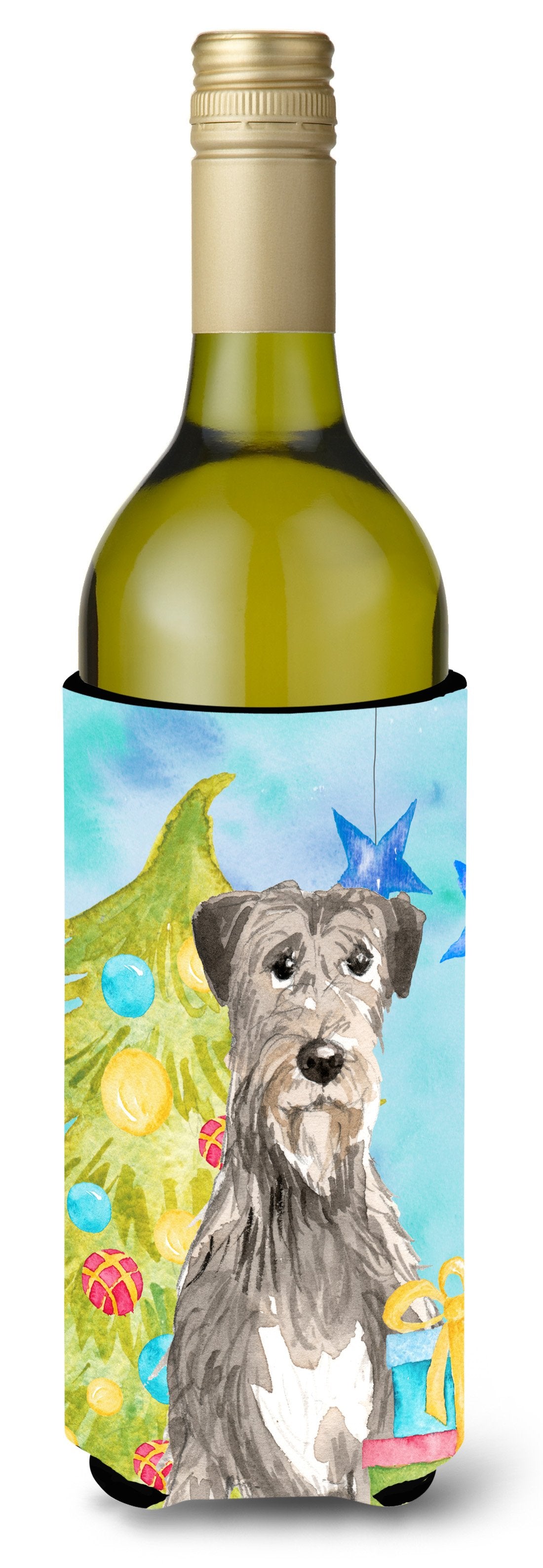 Christmas Tree Irish Wolfhound Wine Bottle Beverge Insulator Hugger CK1876LITERK by Caroline&#39;s Treasures