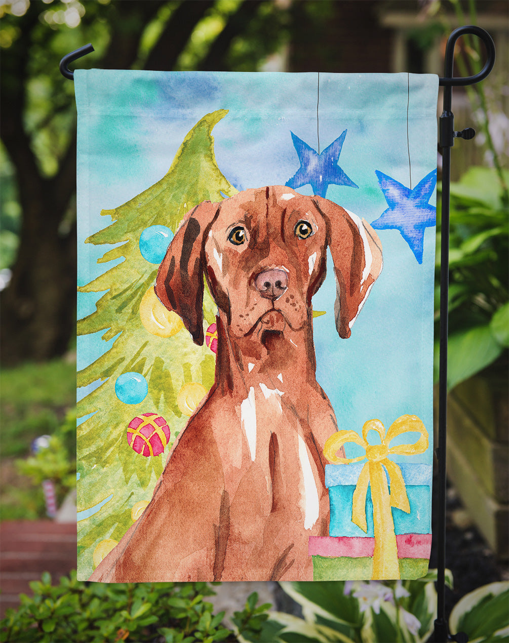 Christmas Tree Vizsla Flag Garden Size CK1877GF  the-store.com.