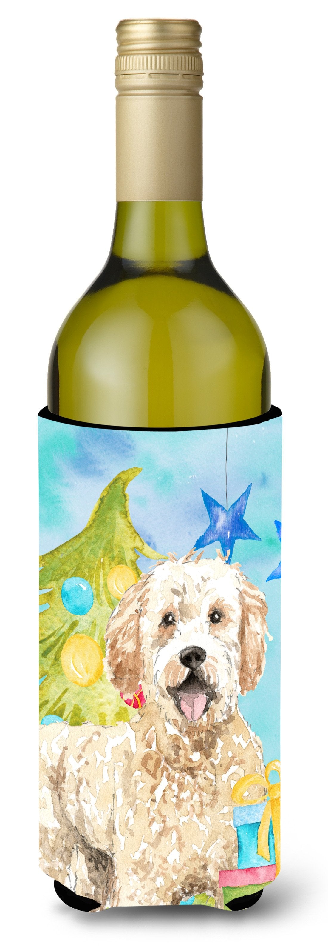 Christmas Tree Goldendoodle Wine Bottle Beverge Insulator Hugger CK1879LITERK by Caroline's Treasures