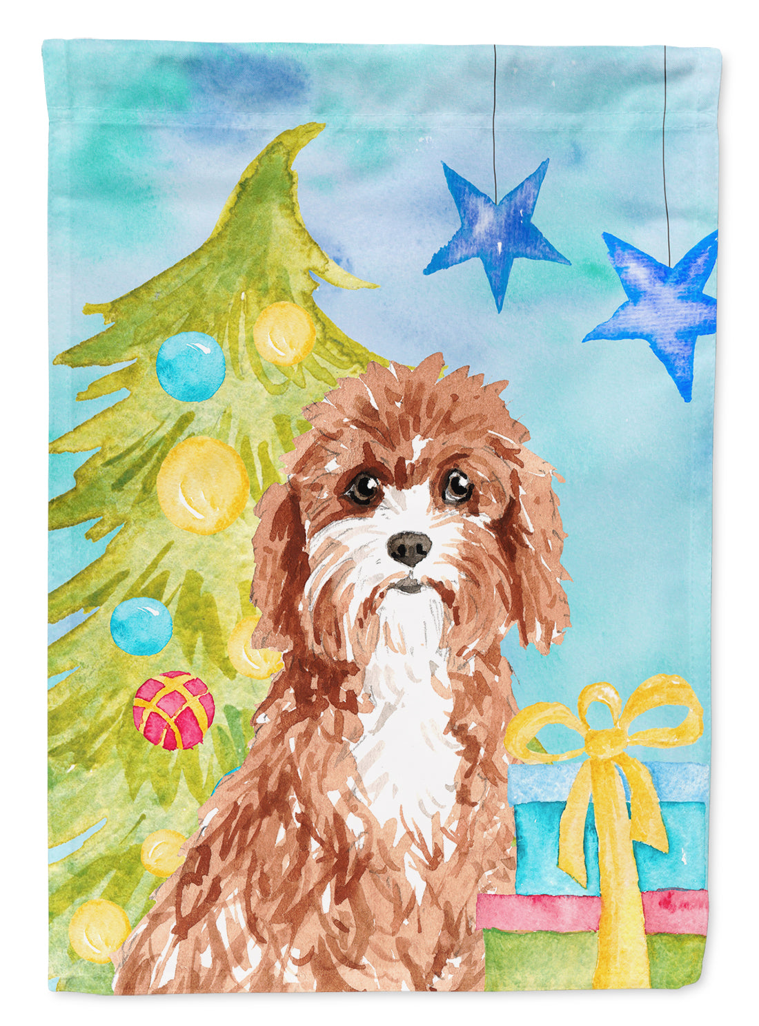 Christmas Tree Cavapoo Flag Canvas House Size CK1881CHF  the-store.com.