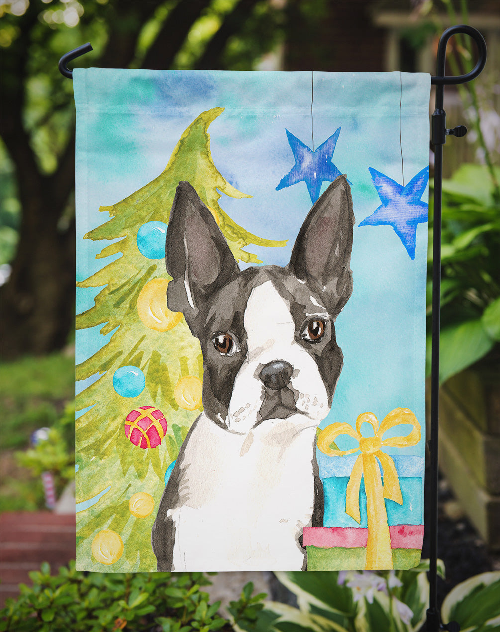 Christmas Tree Boston Terrier Flag Garden Size CK1886GF  the-store.com.