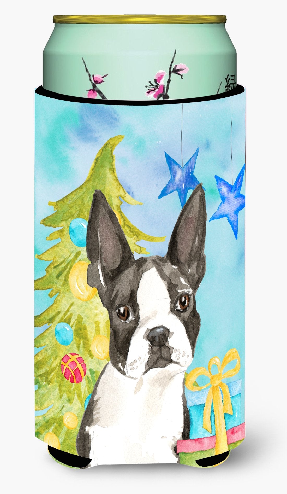 Christmas Tree Boston Terrier Tall Boy Beverage Insulator Hugger CK1886TBC by Caroline&#39;s Treasures