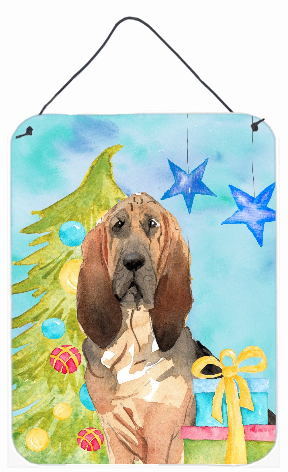 Christmas Tree Bloodhound Wall or Door Hanging Prints CK1887DS1216 by Caroline&#39;s Treasures