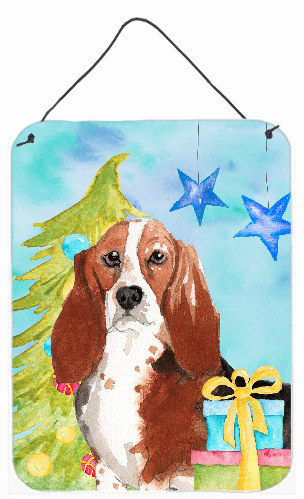 Christmas Tree Basset Hound Wall or Door Hanging Prints CK1890DS1216 by Caroline&#39;s Treasures