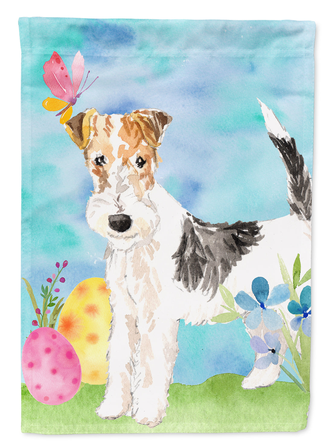 Easter Eggs Fox Terrier Flag Canvas House Size CK1892CHF  the-store.com.