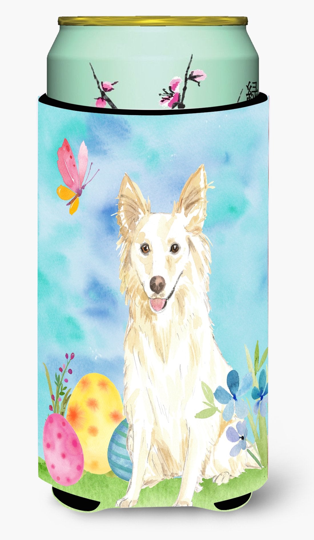 Easter Eggs White Collie Tall Boy Beverage Insulator Hugger CK1893TBC by Caroline's Treasures