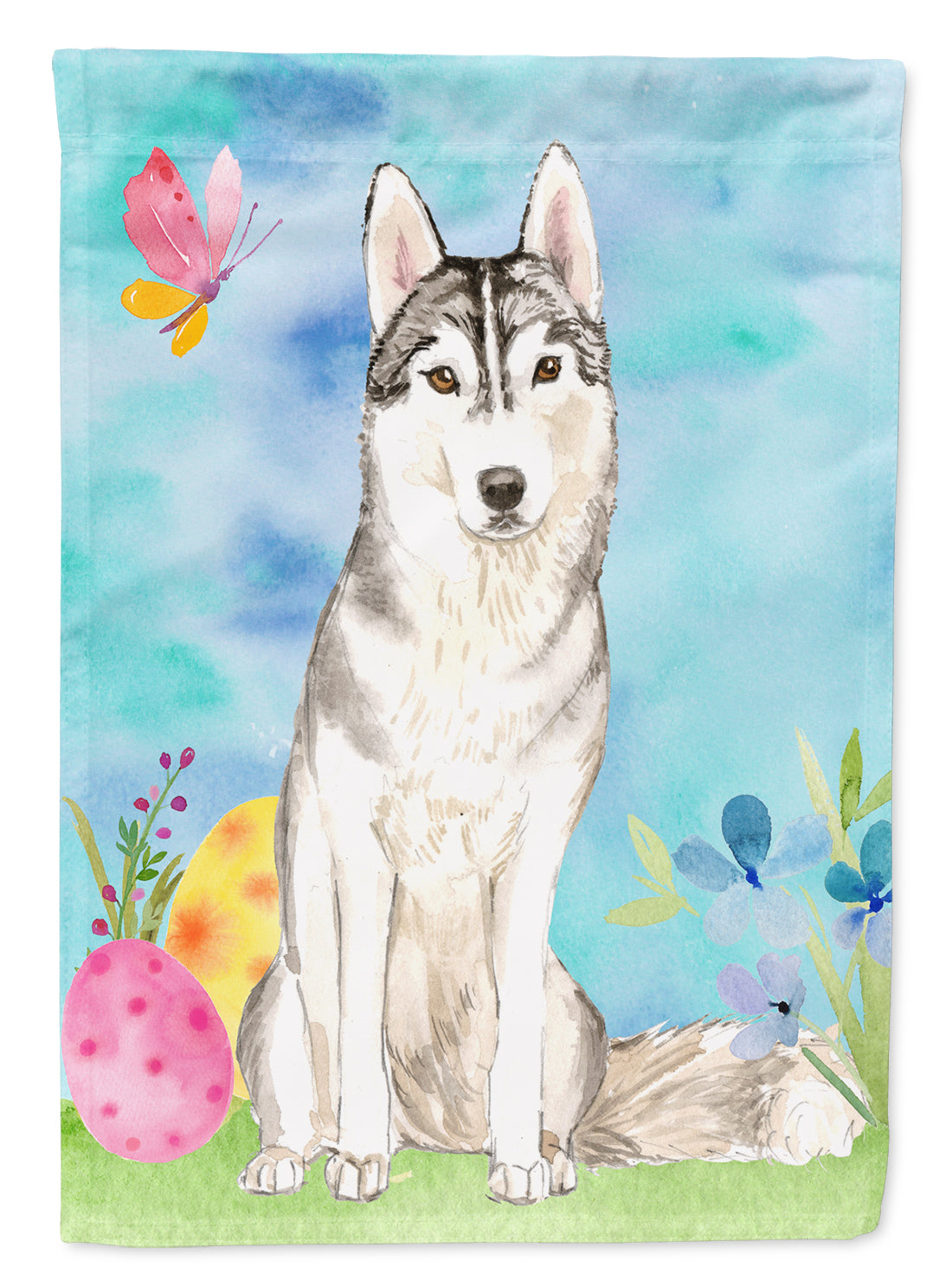 Easter Eggs Siberian Husky Flag Canvas House Size CK1898CHF  the-store.com.