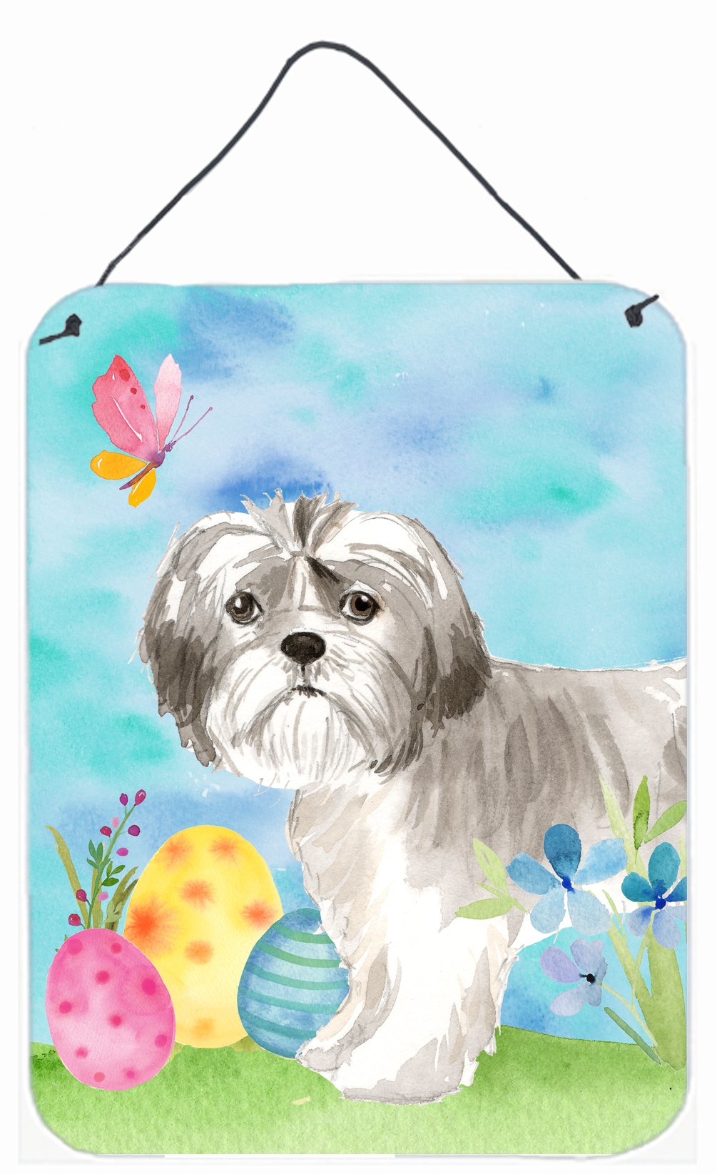 Easter Eggs Shih Tzu Puppy Wall or Door Hanging Prints CK1899DS1216 by Caroline&#39;s Treasures