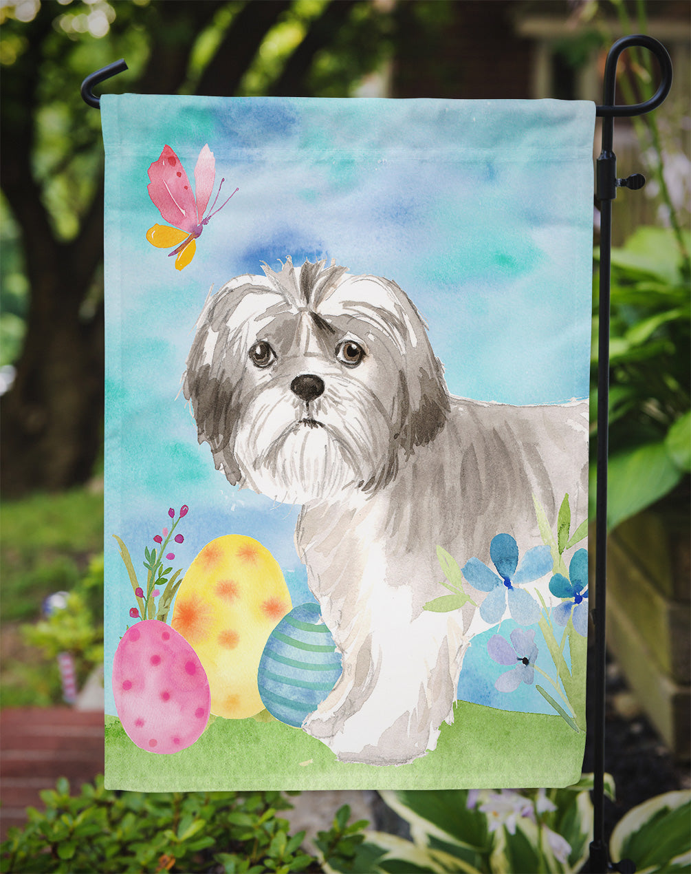 Easter Eggs Shih Tzu Puppy Flag Garden Size CK1899GF  the-store.com.