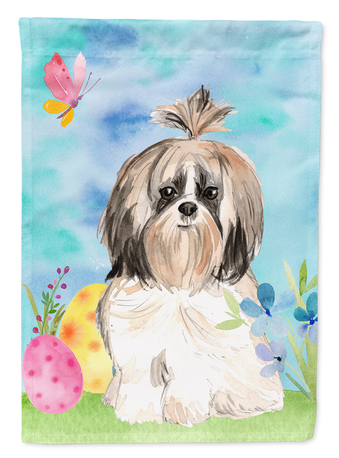 Easter Eggs Shih Tzu Flag Canvas House Size CK1900CHF  the-store.com.