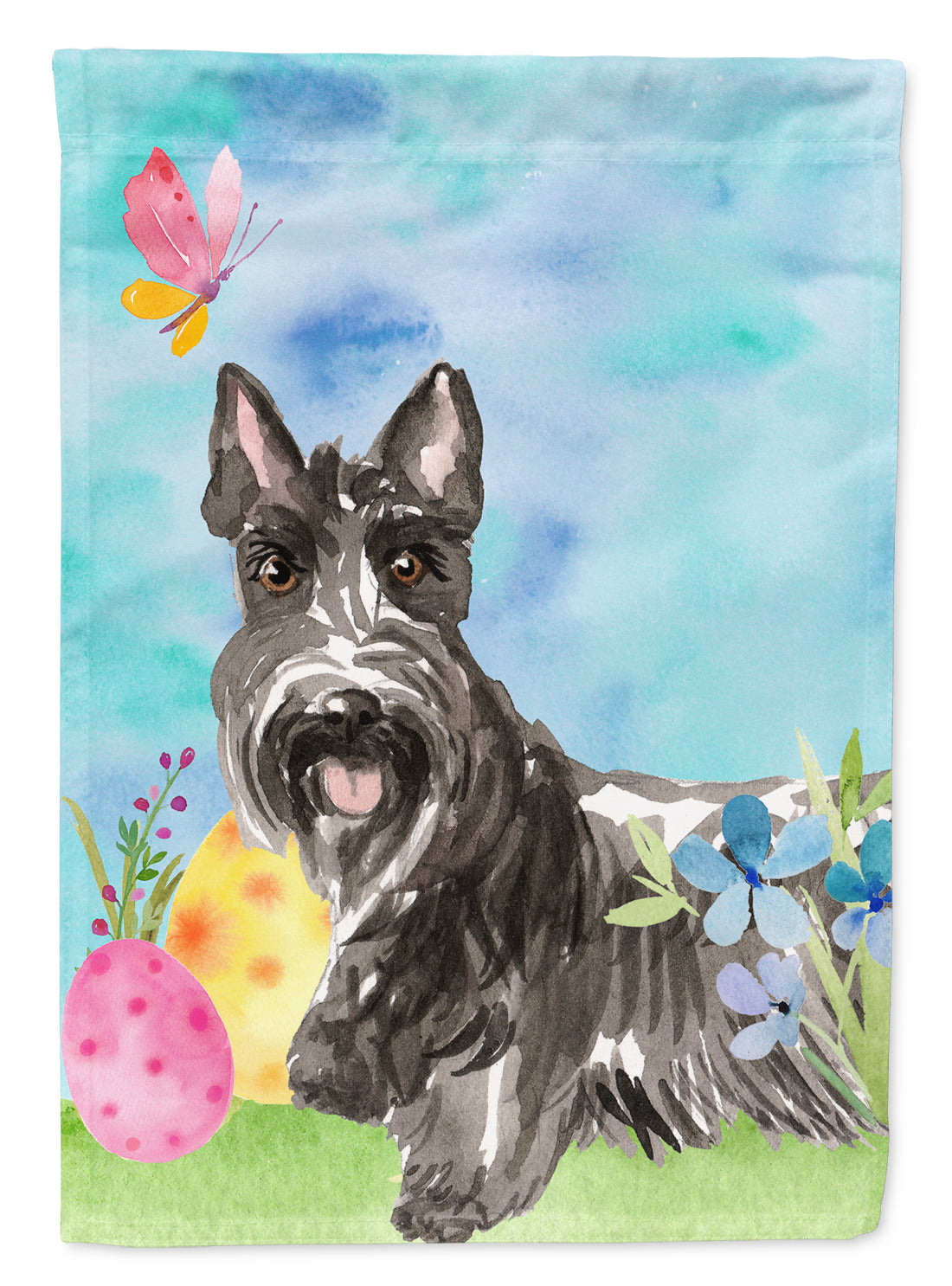 Easter Eggs Scottish Terrier Flag Canvas House Size CK1902CHF  the-store.com.