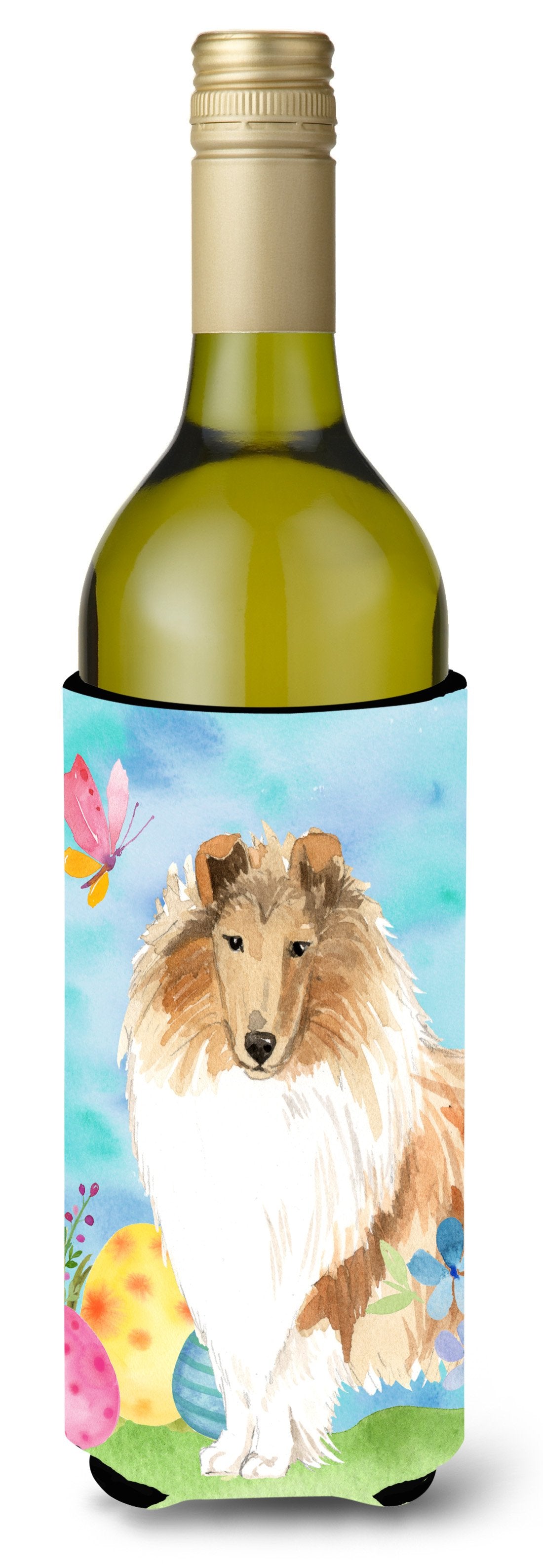 Easter Eggs Rough Collie Wine Bottle Beverage Insulator Hugger CK1904LITERK by Caroline&#39;s Treasures