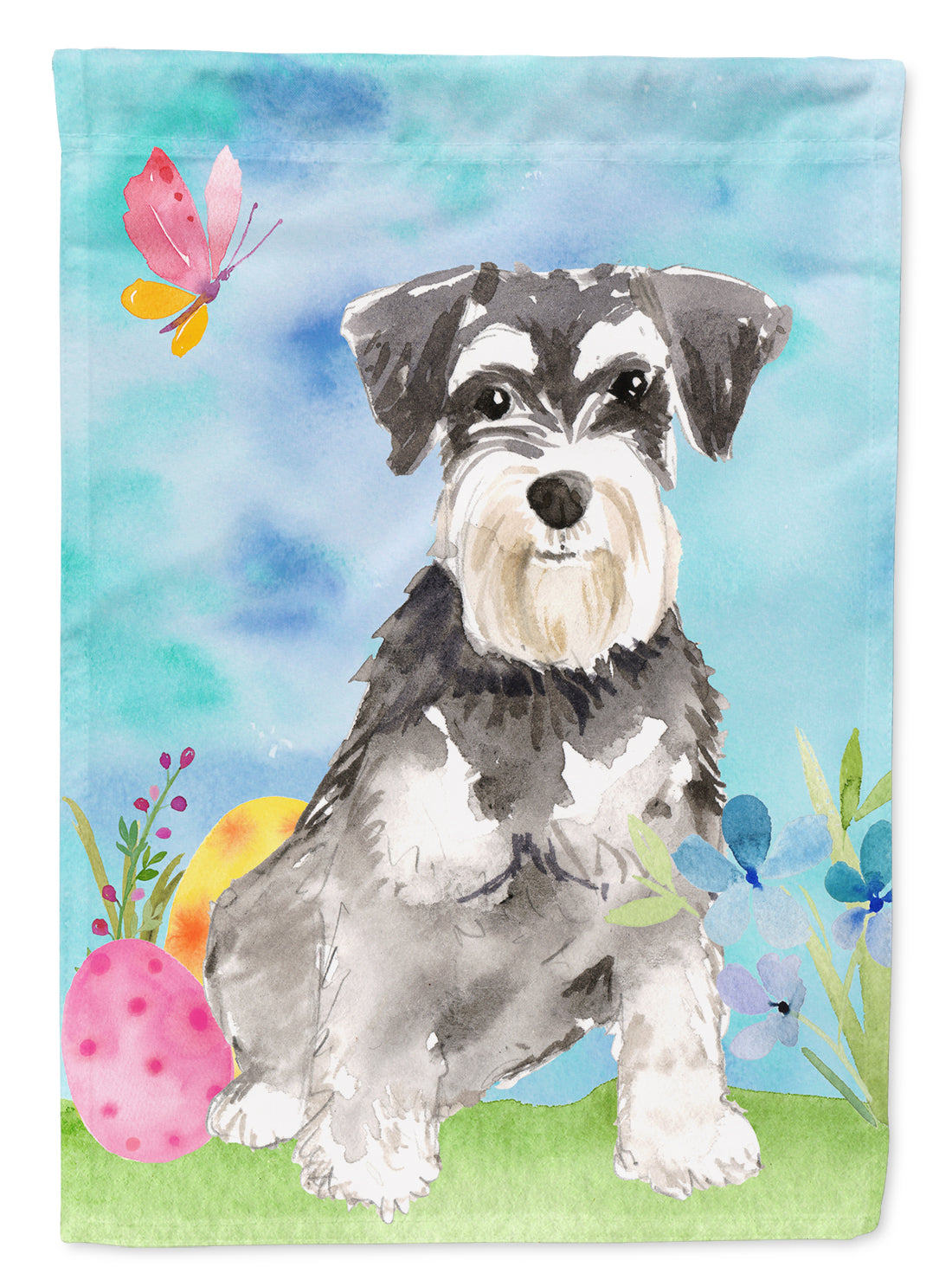 Easter Eggs Schnauzer #2 Flag Canvas House Size CK1907CHF