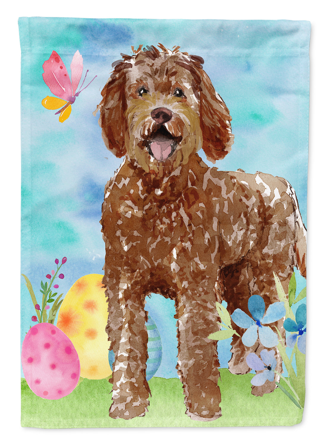 Easter Eggs Labradoodle Flag Canvas House Size CK1911CHF  the-store.com.