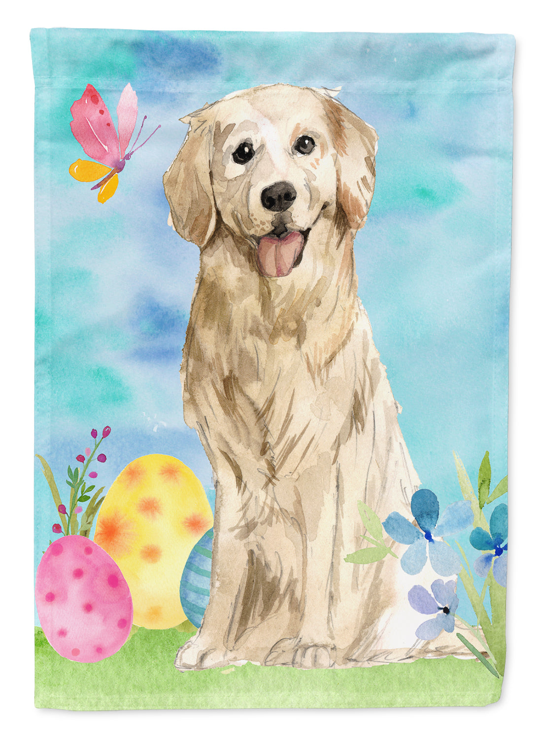 Easter Eggs Golden Retriever Flag Canvas House Size CK1915CHF  the-store.com.