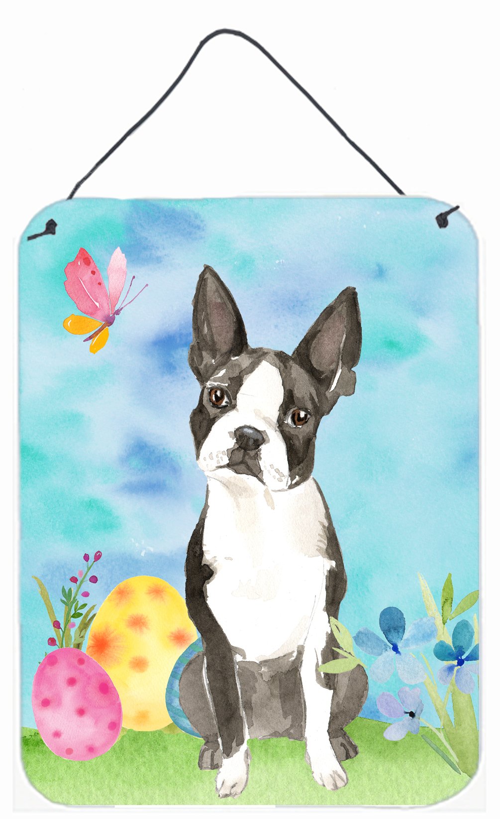 Easter Eggs Boston Terrier Wall or Door Hanging Prints CK1923DS1216 by Caroline's Treasures