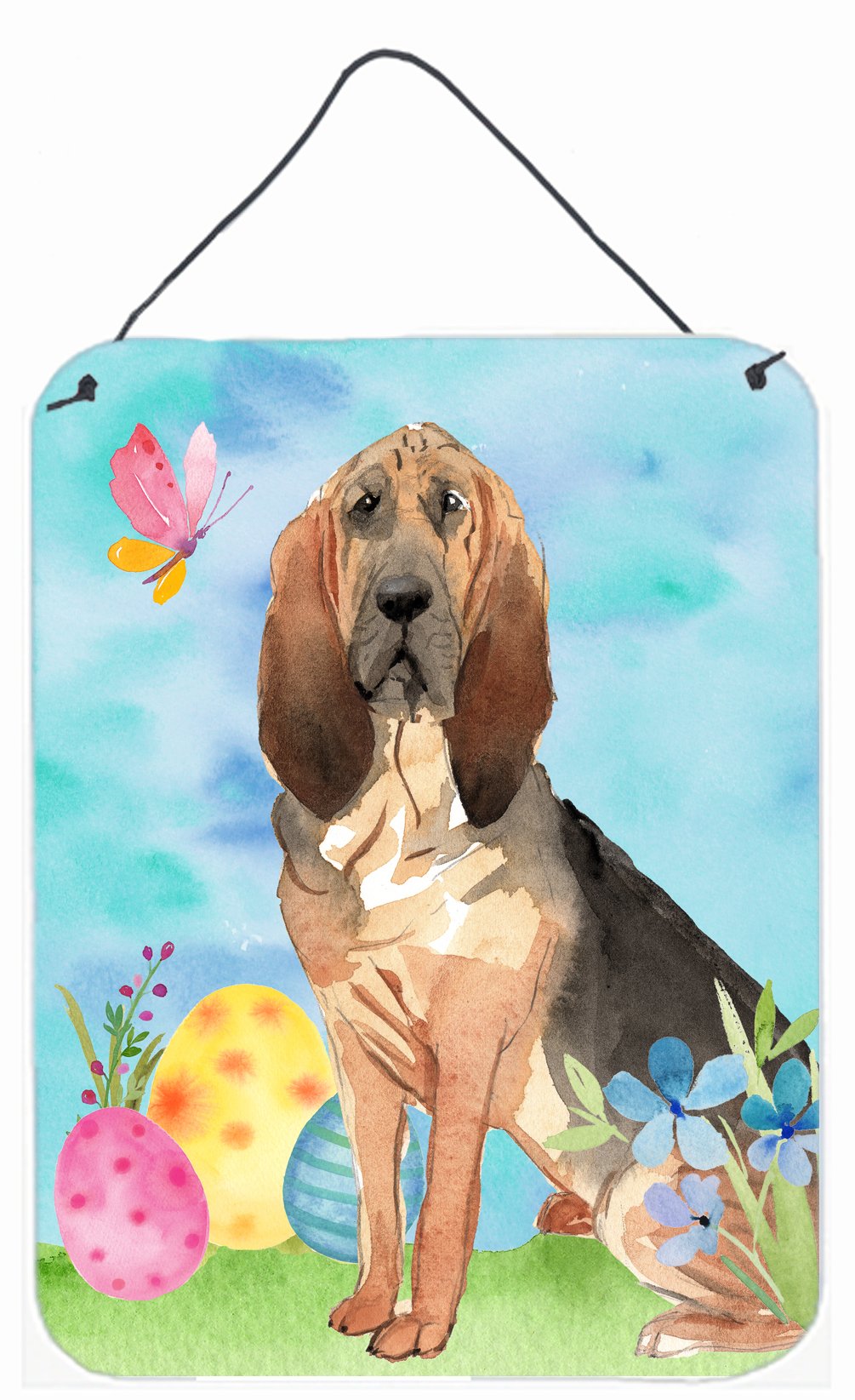 Easter Eggs Bloodhound Wall or Door Hanging Prints CK1924DS1216 by Caroline&#39;s Treasures