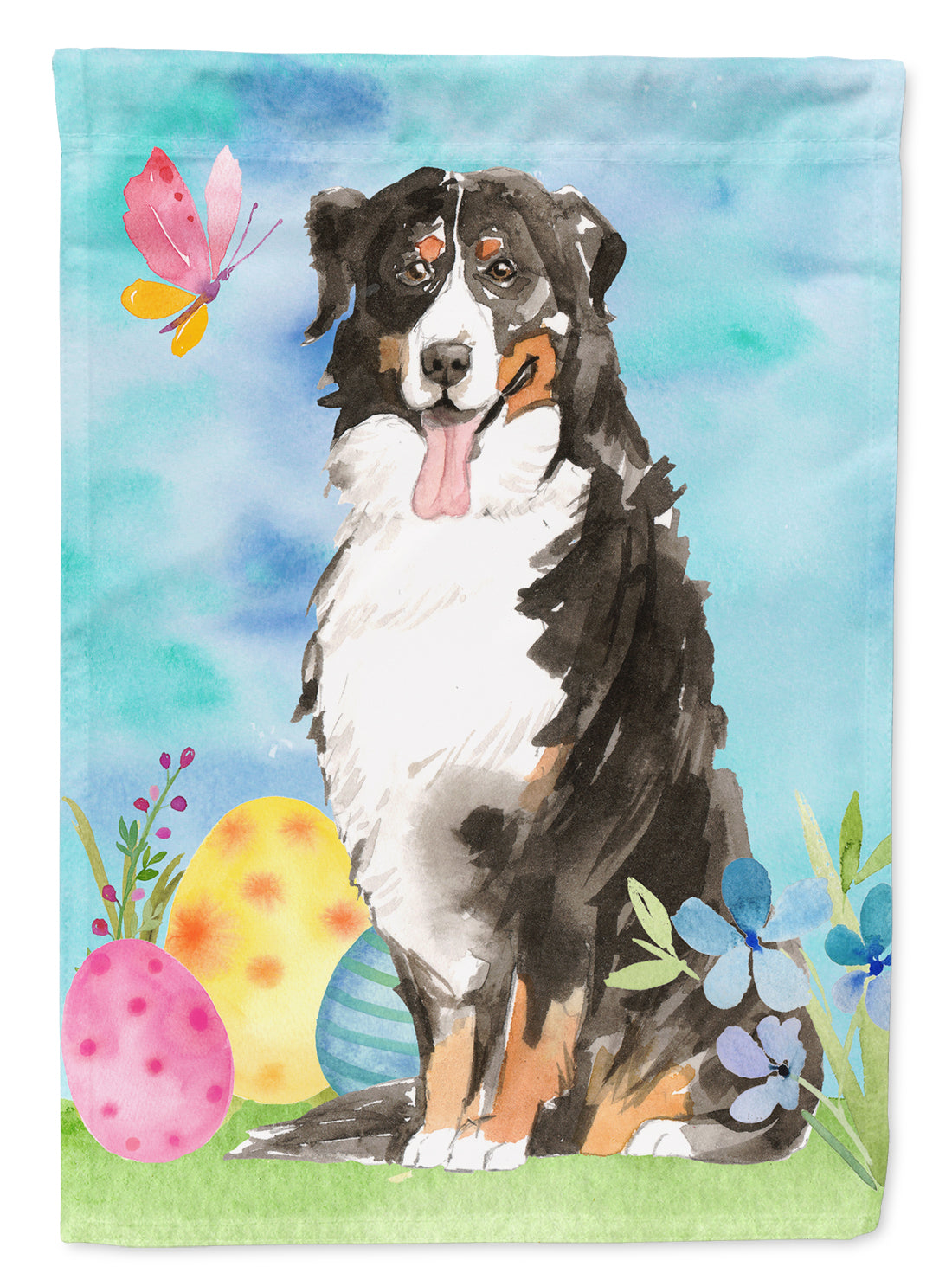 Easter Eggs Bernese Mountain Dog Flag Canvas House Size CK1926CHF  the-store.com.