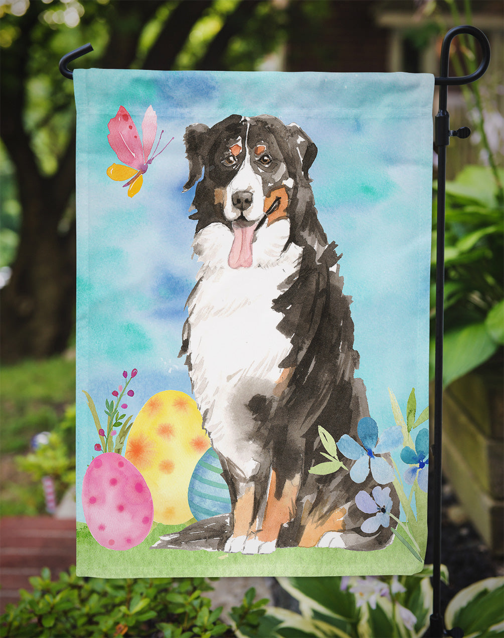 Easter Eggs Bernese Mountain Dog Flag Garden Size CK1926GF  the-store.com.