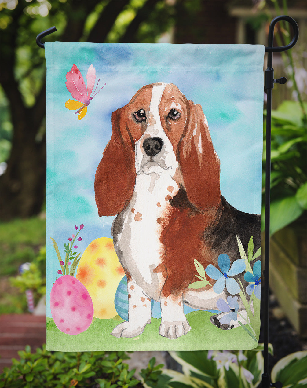 Easter Eggs Basset Hound Flag Garden Size CK1927GF  the-store.com.