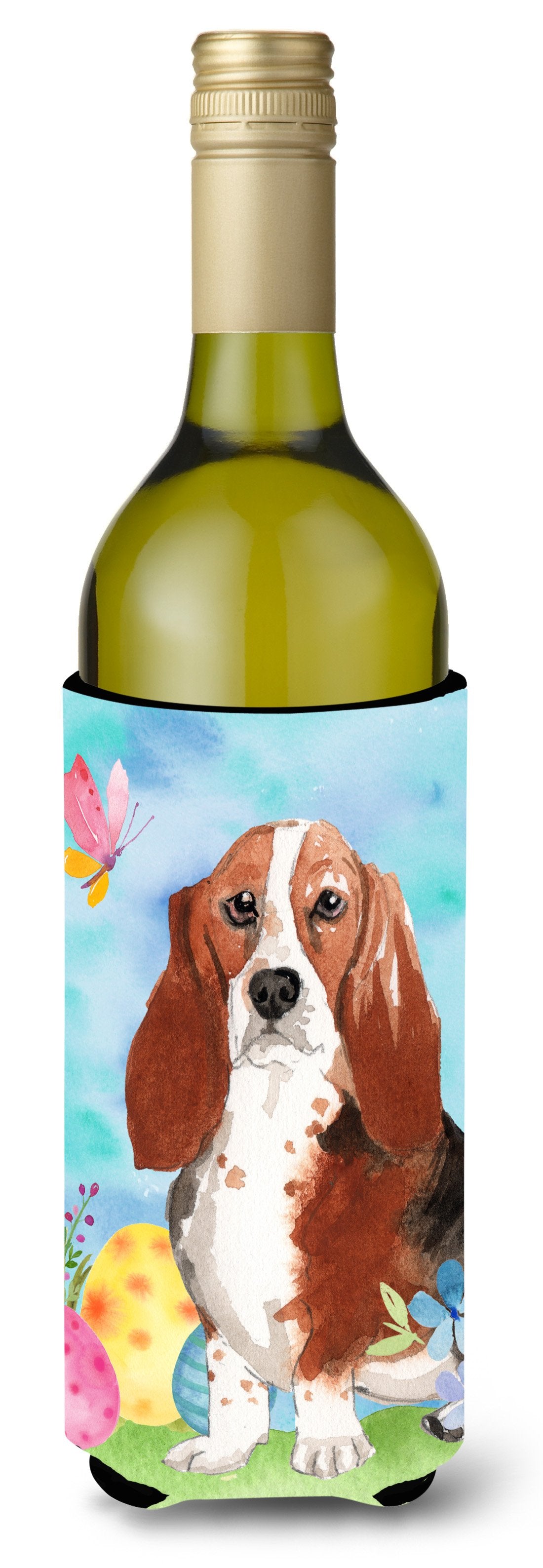 Easter Eggs Basset Hound Wine Bottle Beverge Insulator Hugger CK1927LITERK by Caroline&#39;s Treasures