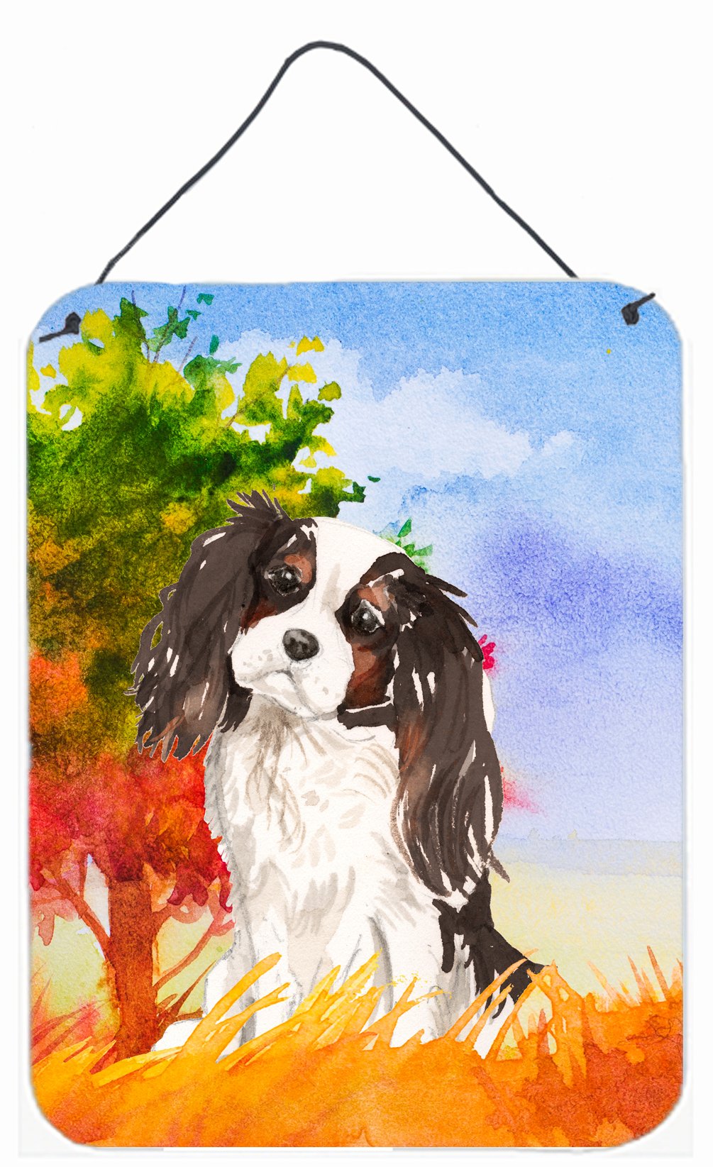 Fall Tricolor Cavalier Spaniel Wall or Door Hanging Prints CK1931DS1216 by Caroline&#39;s Treasures