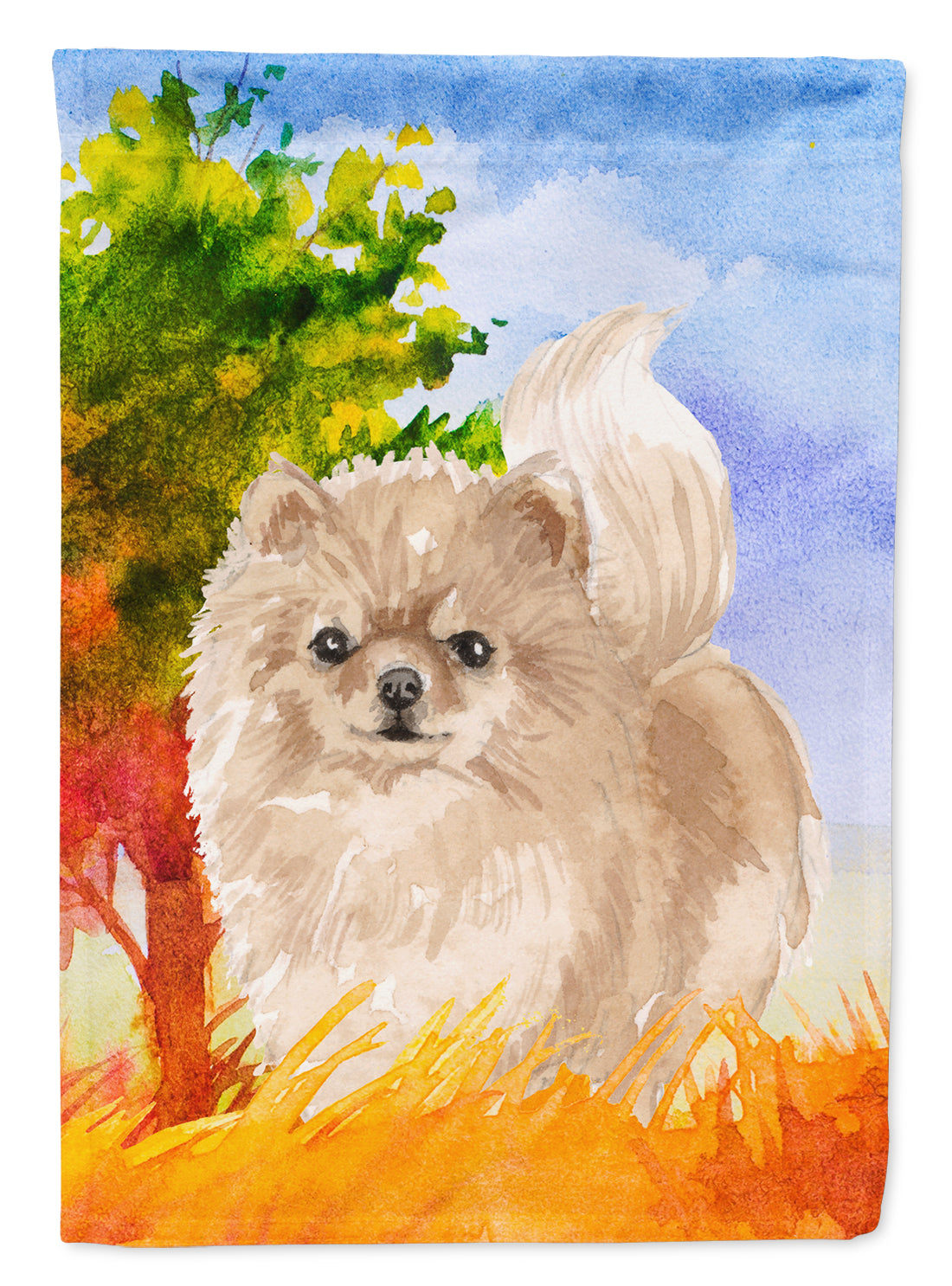 Fall Pomeranian Flag Canvas House Size CK1935CHF  the-store.com.