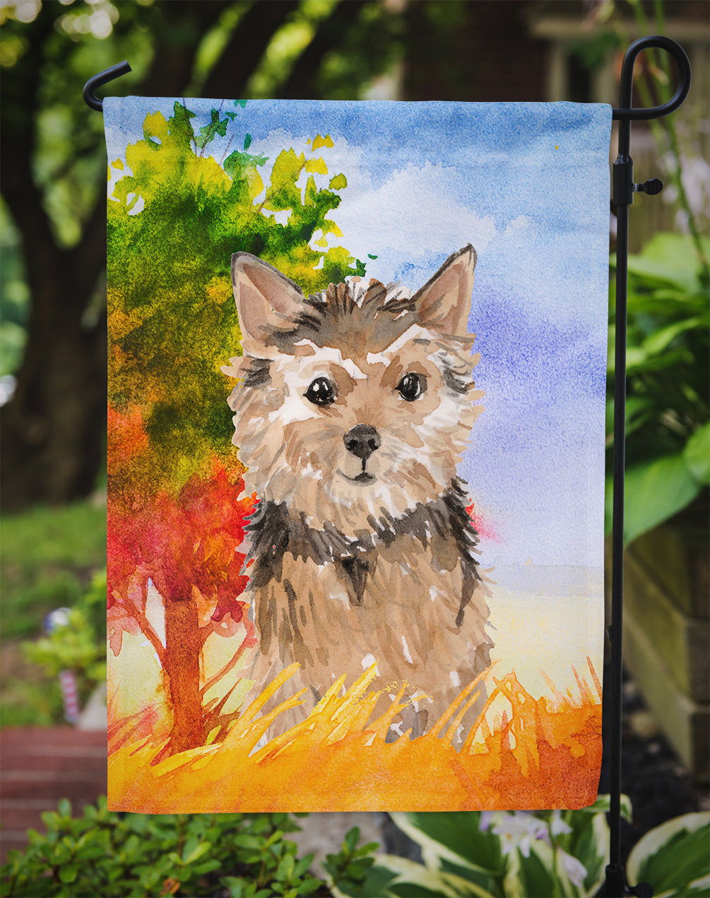 Fall Norwich Terrier Flag Garden Size CK1936GF  the-store.com.