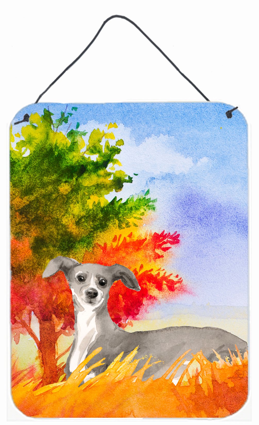 Fall Italian Greyhound Wall or Door Hanging Prints CK1939DS1216 by Caroline's Treasures