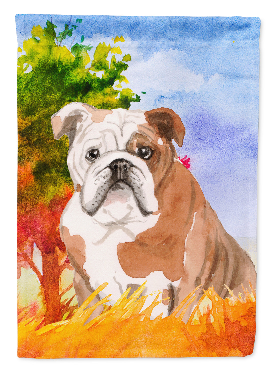 Fall English Bulldog Flag Canvas House Size CK1944CHF  the-store.com.