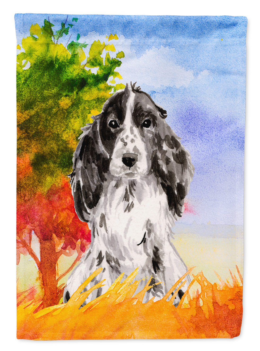 Fall Black Parti Cocker Spaniel Flag Canvas House Size CK1947CHF  the-store.com.