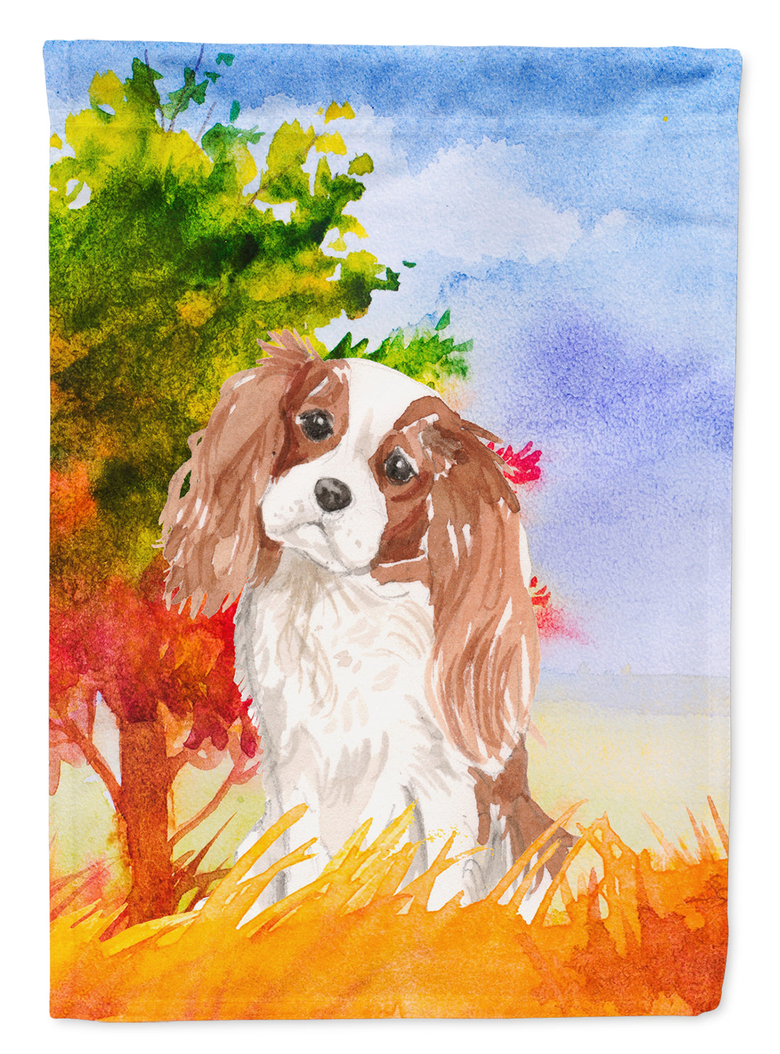 Fall Blenheim Cavalier Spaniel Flag Canvas House Size CK1950CHF  the-store.com.