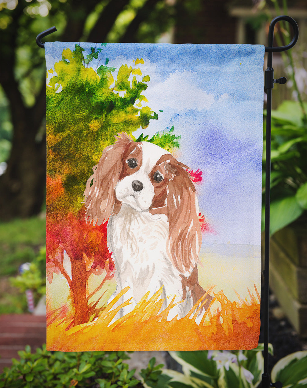 Fall Blenheim Cavalier Spaniel Flag Garden Size CK1950GF  the-store.com.