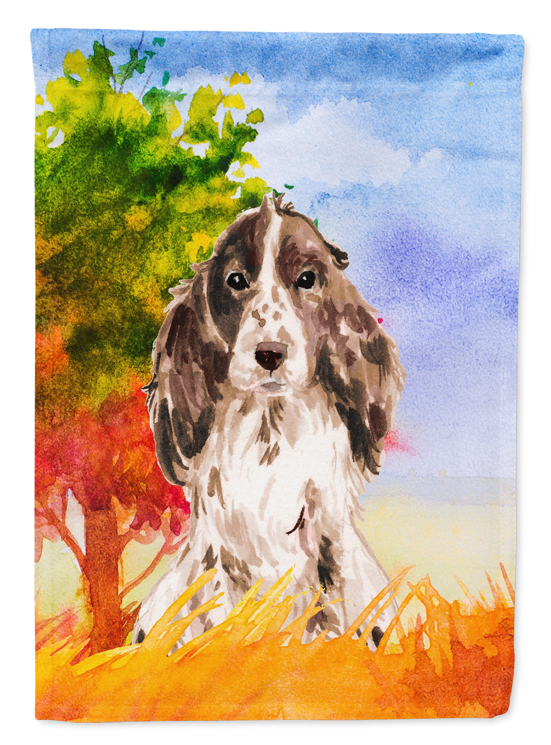 Fall Chocolate Parti Cocker Spaniel Flag Canvas House Size CK1952CHF  the-store.com.