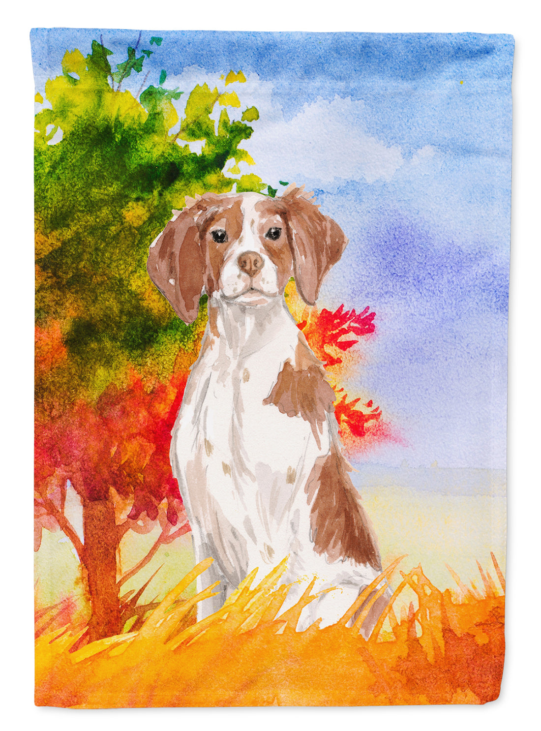 Fall Brittany Spaniel Flag Canvas House Size CK1954CHF  the-store.com.