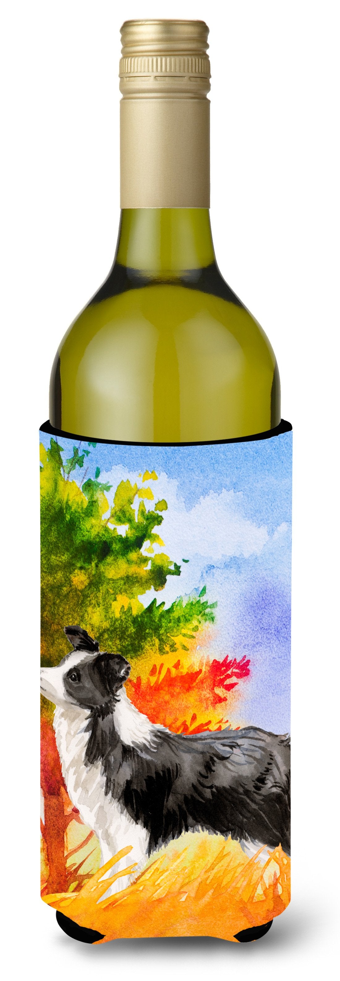 Fall Border Collie Wine Bottle Beverage Insulator Hugger CK1955LITERK by Caroline&#39;s Treasures