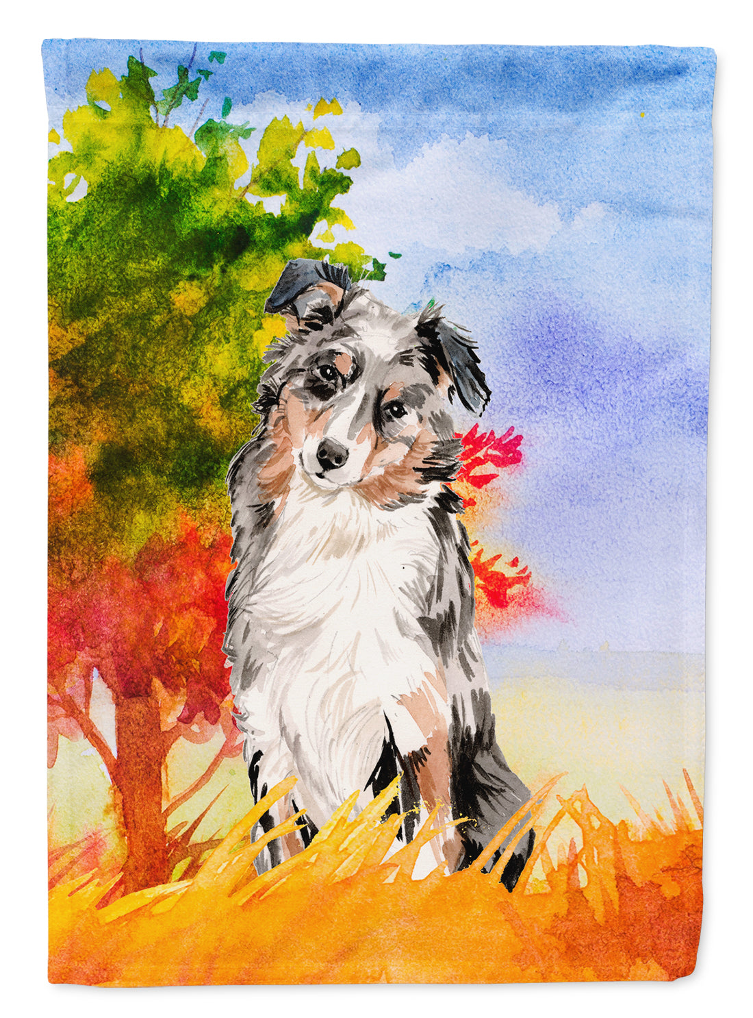 Fall Australian Shepherd Flag Canvas House Size CK1960CHF  the-store.com.