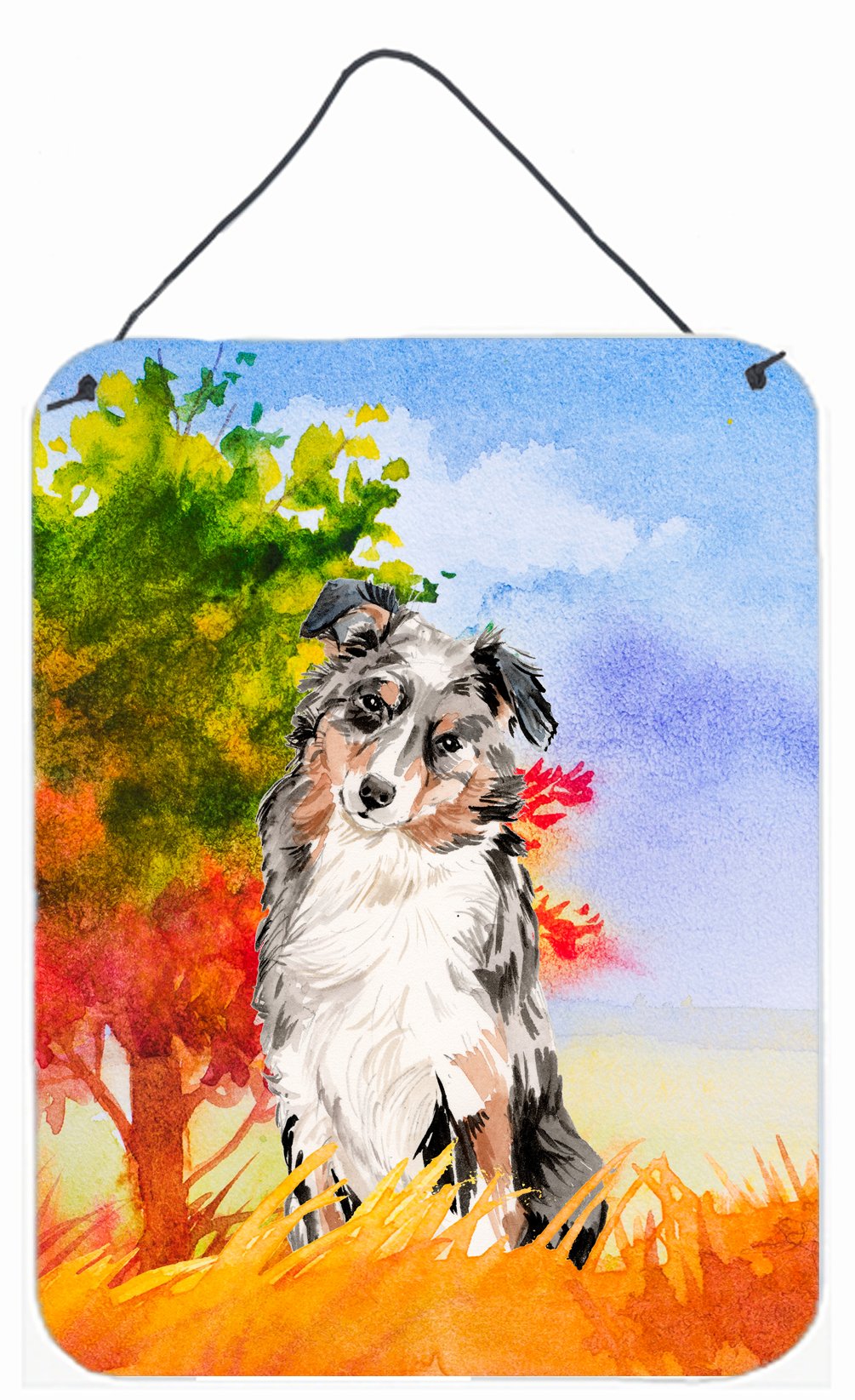 Fall Australian Shepherd Wall or Door Hanging Prints CK1960DS1216 by Caroline's Treasures