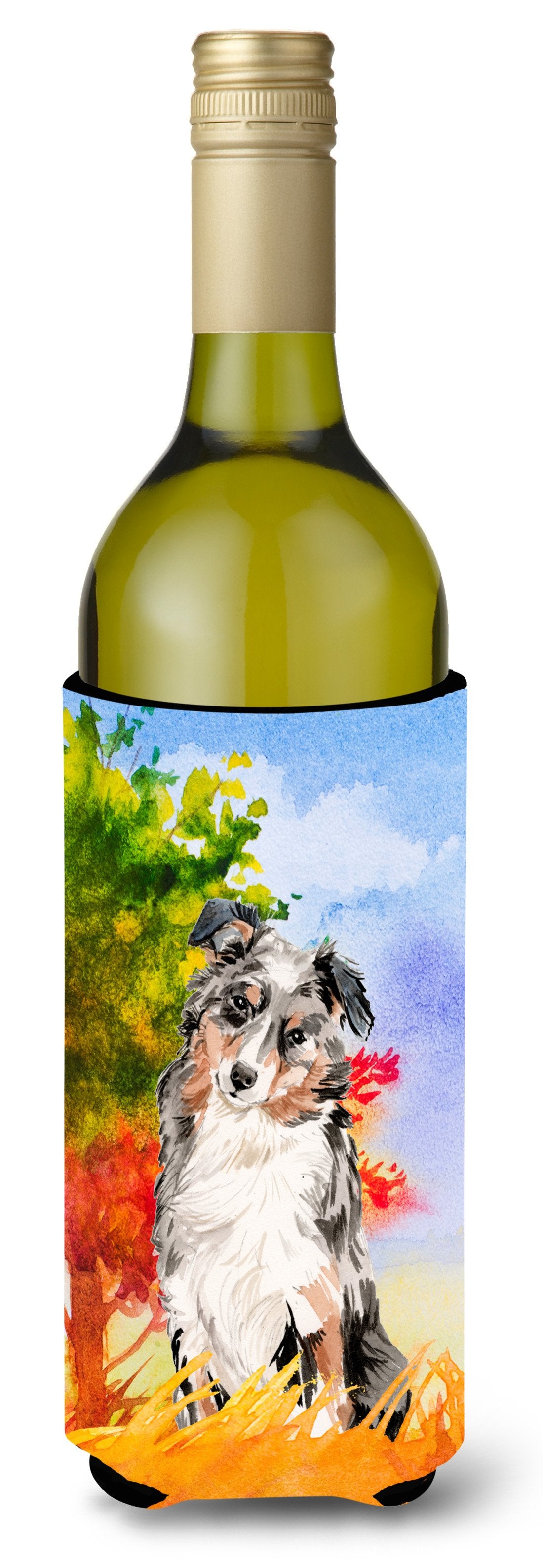 Fall Australian Shepherd Wine Bottle Beverage Insulator Hugger CK1960LITERK by Caroline's Treasures