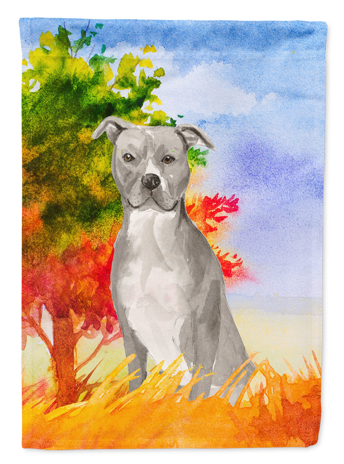 Fall Staffordshire Bull Terrier Flag Garden Size CK1962GF  the-store.com.