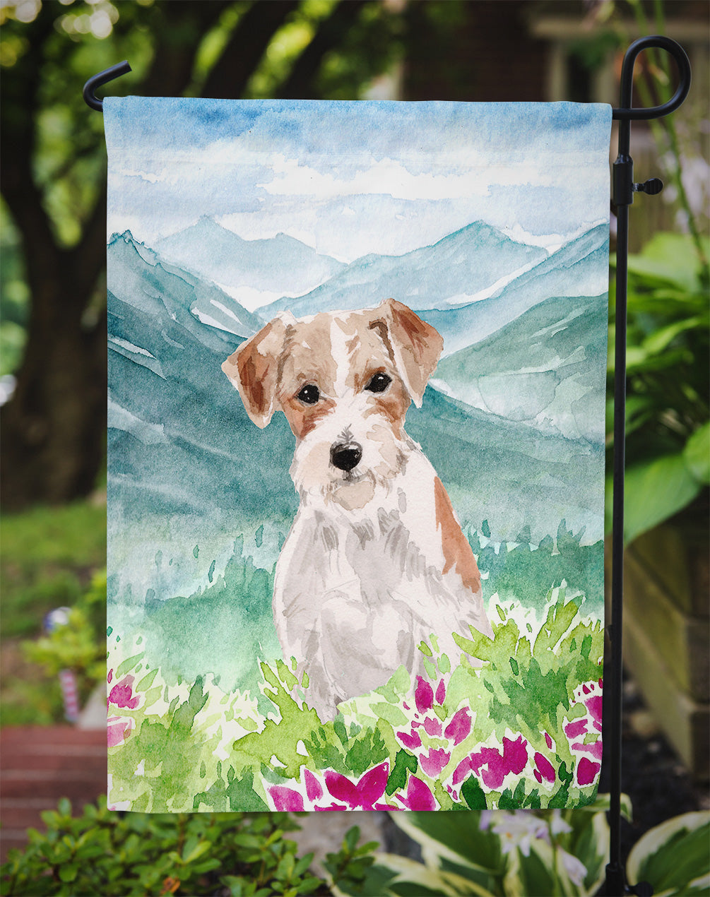 Mountian Flowers Jack Russell Terrier Flag Garden Size CK1963GF  the-store.com.