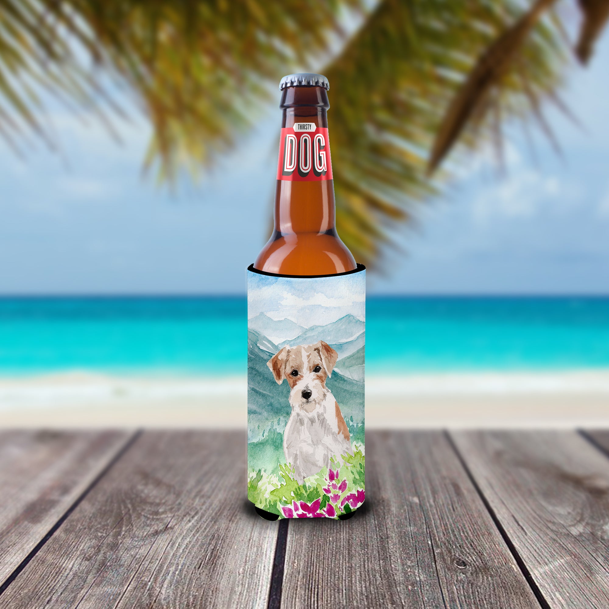 Mountian Flowers Jack Russell Terrier  Ultra Hugger for slim cans CK1963MUK  the-store.com.