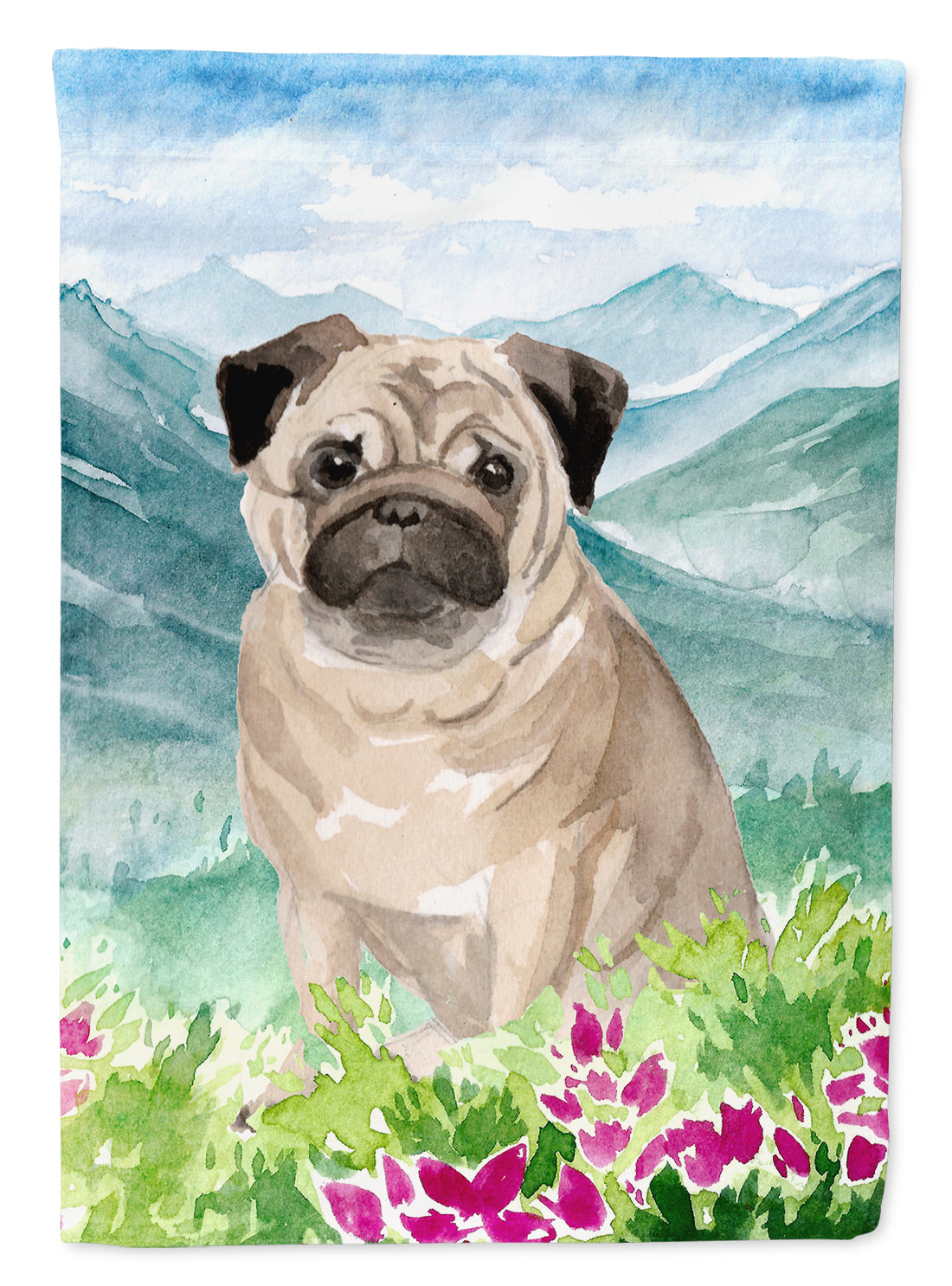 Mountian Flowers Fawn Pug Flag Garden Size CK1969GF  the-store.com.