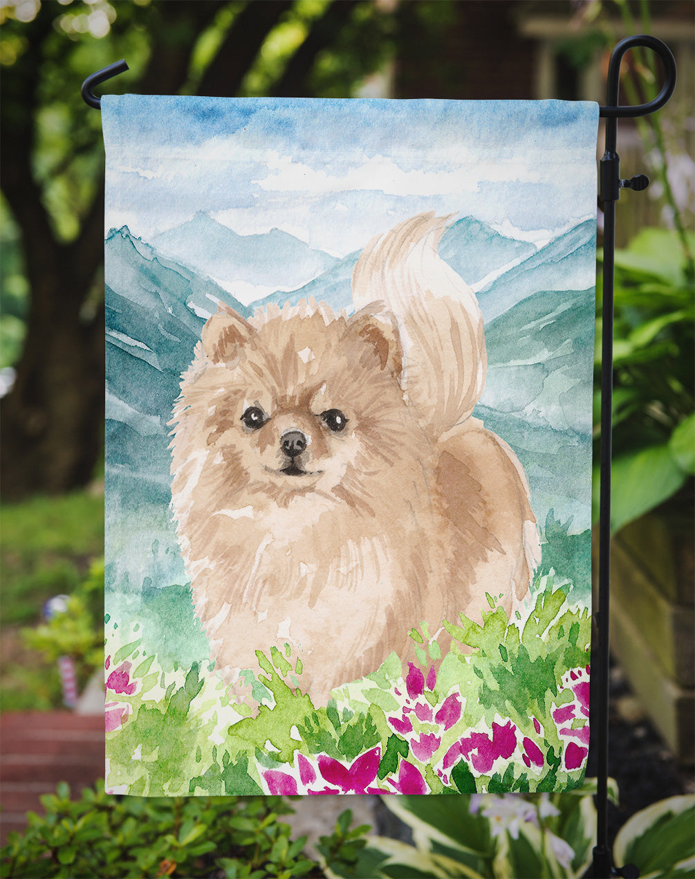 Mountian Flowers Pomeranian Flag Garden Size CK1970GF  the-store.com.