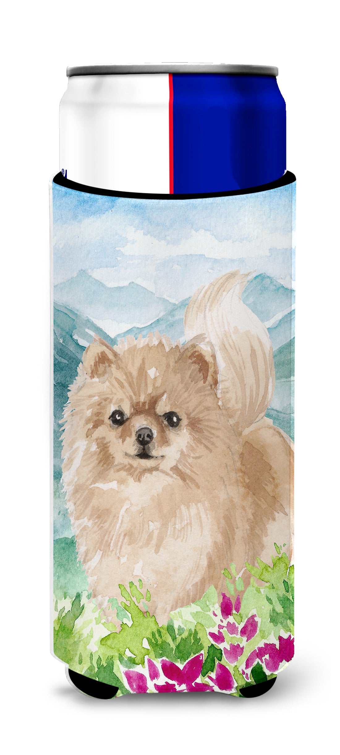 Mountian Flowers Pomeranian  Ultra Hugger for slim cans CK1970MUK  the-store.com.