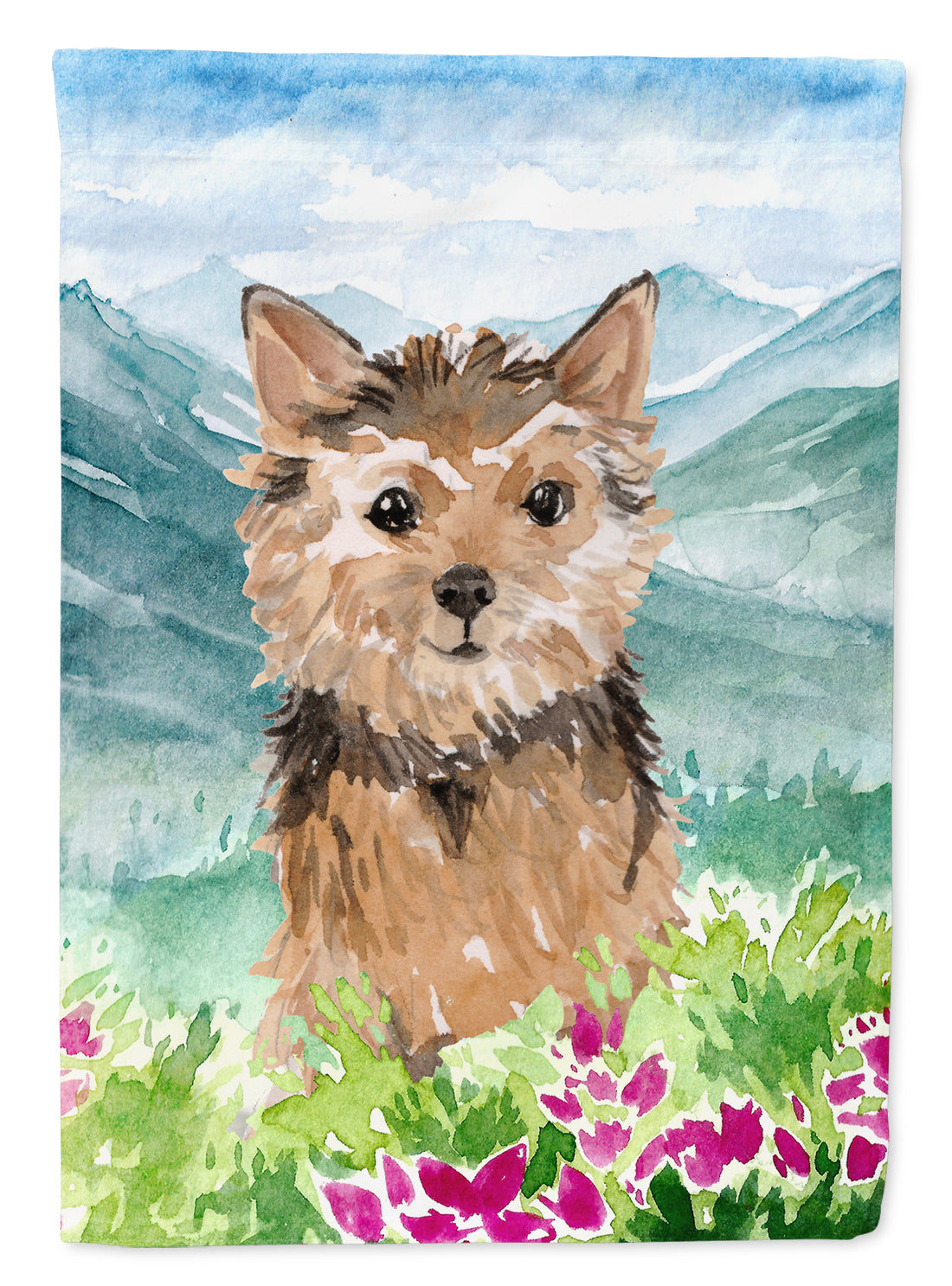 Mountian Flowers Norwich Terrier Flag Canvas House Size CK1971CHF  the-store.com.